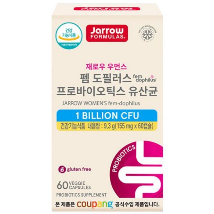 재로우 우먼스 펨 도필러스 프로바이오틱스 유산균 60정, 1개