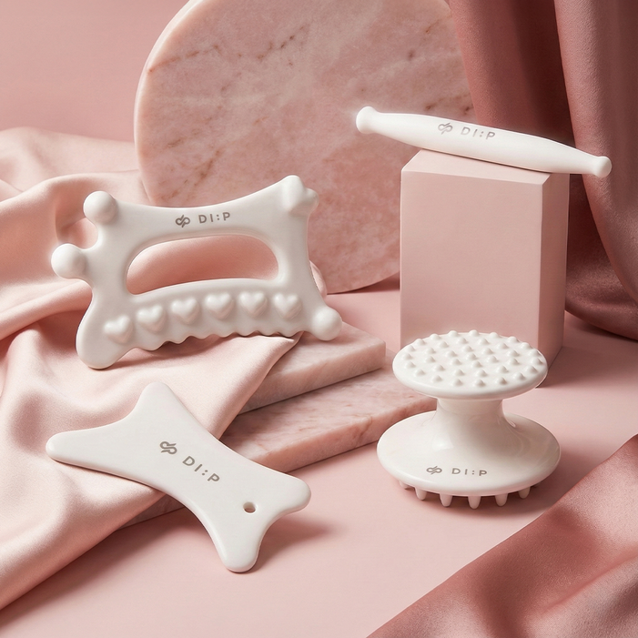 디프 세라믹 괄사 4종 세트 두피 얼굴 승모 전신 다용도 안마 마사지