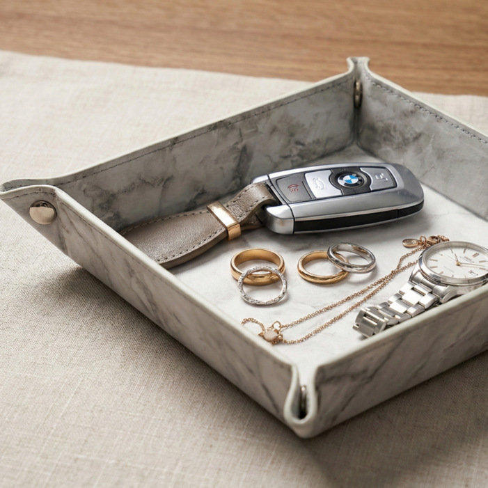 위즈쇼퍼 모던 래더 사각 트레이 현관 차키 악세사리 소품 정리함