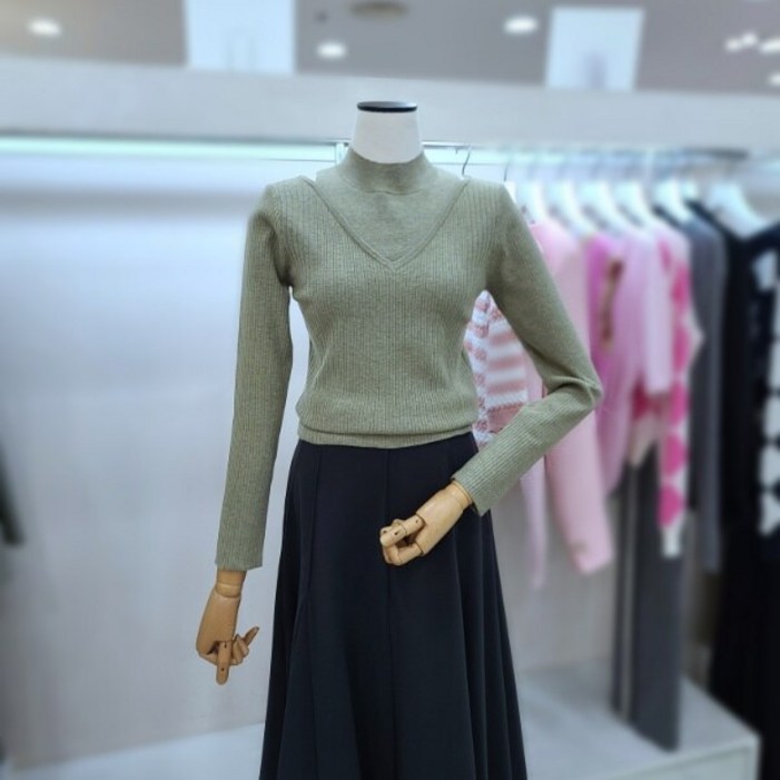 잇미샤 잇미샤  모크넥 레이어드 니트티셔츠ITOAKPO870DG