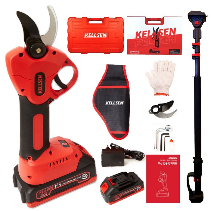 KELLSEN 충전 전동 전지가위 30MM 배터리1개풀세트, 1세트