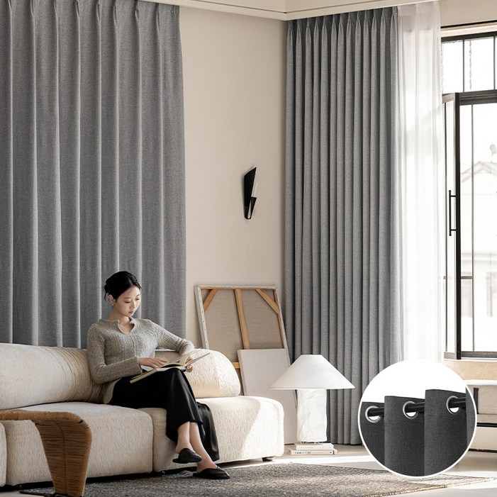 홈키안 민자형 호텔식암막커튼 99.9 암막 커튼 인테리어 안방 거실 커튼