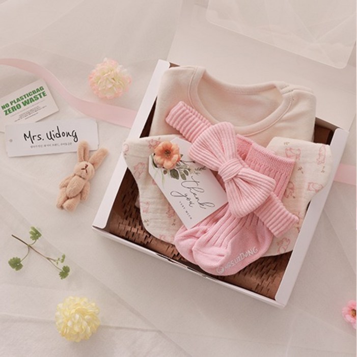 출산백일선물 우이동금손 리틀래빗 5종선물세트 선물포장