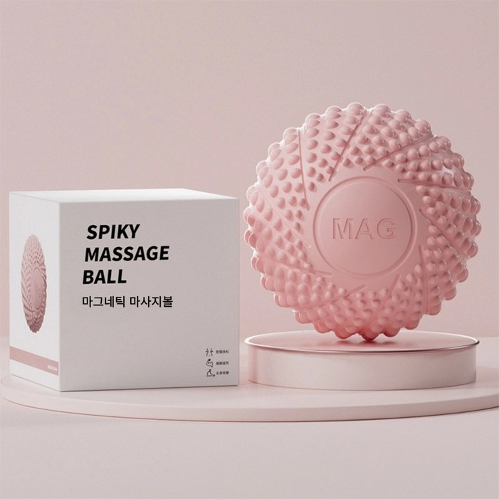 근육통증 완화 혈액순환 도움 자석 지압 땅콩볼, 핑크, 1개
