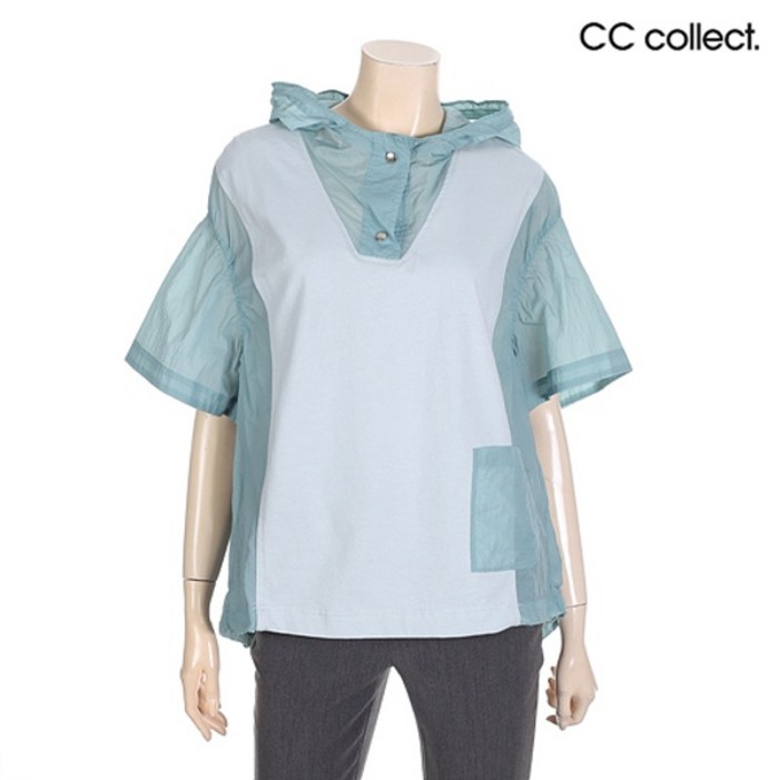 씨씨콜렉트    컬러 블록 후드 티셔츠  C212PSM059 LB1