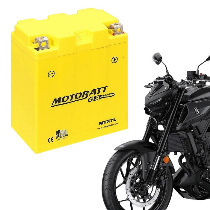 모토뱃젤 오토바이배터리 MTX7L 12V 7AH YTX7LBS 밧데리, 1개, 야마하 MT03