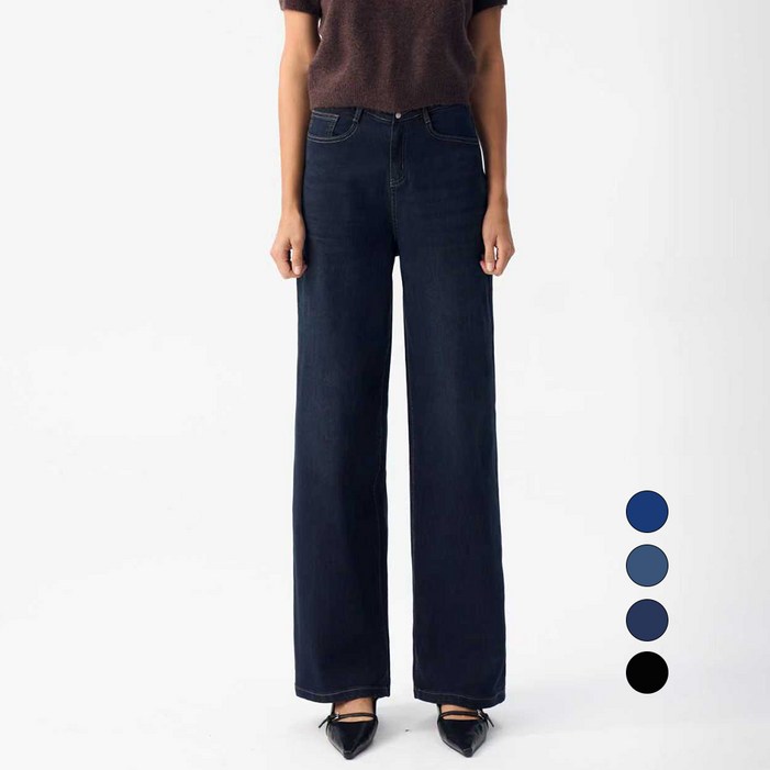 엘블로썸 여성 숏,기본,롱 스판 와이드 핏좋은 히든밴드 청바지