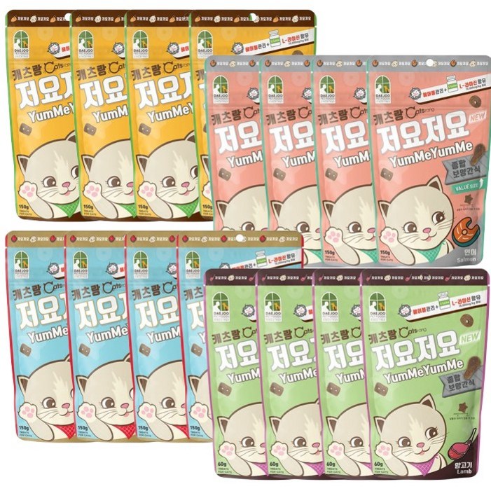 캐츠랑 저요저요 고양이 시리얼 9무 종합보양간식 헤어볼관리 요로건강 구강건강 콤보 150g x 4개씩 16개, 16개, 150g, 콤보맛