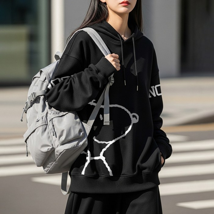 엠제이스타 피너츠 방긋 스누피 쭈리 오버핏 후드티 남녀공용 빅사이즈 M2XL