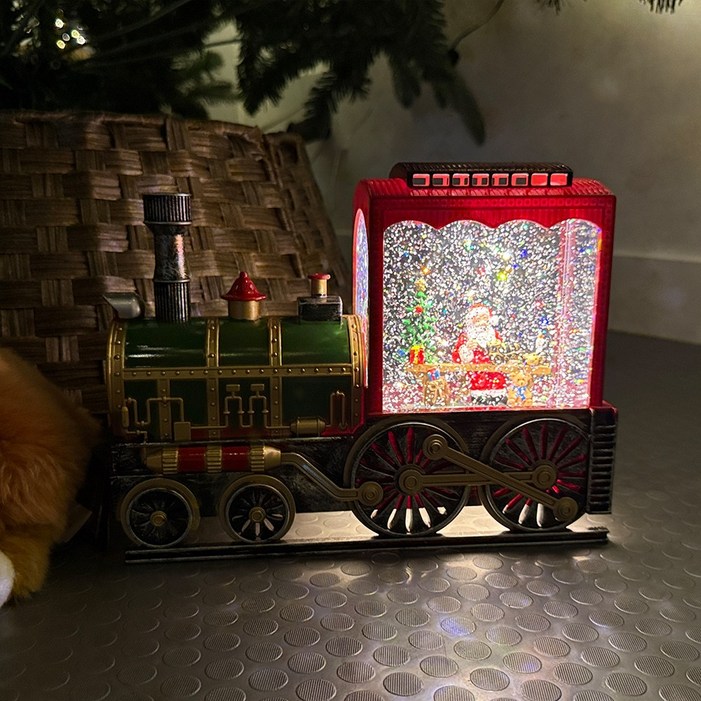 에버렐 크리스마스트리 장식 프리미엄 오너먼트, LED 기차 오르골