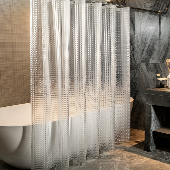 깔끔조아 반투명 글라스 방수 샤워 커튼 고리포함, 1개