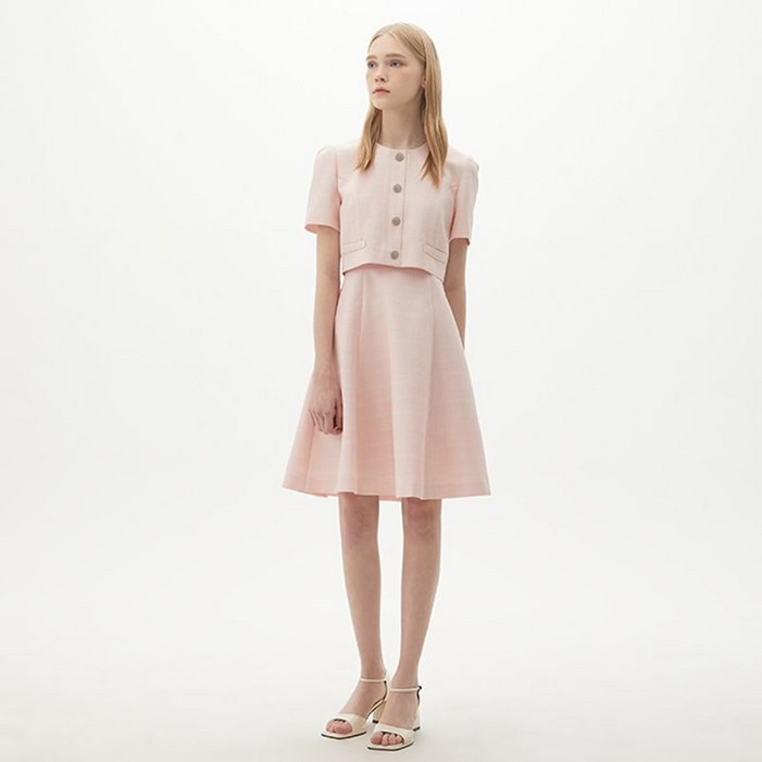 플라스틱아일랜드 라운드넥 트위드 원피스 PQ2WO002