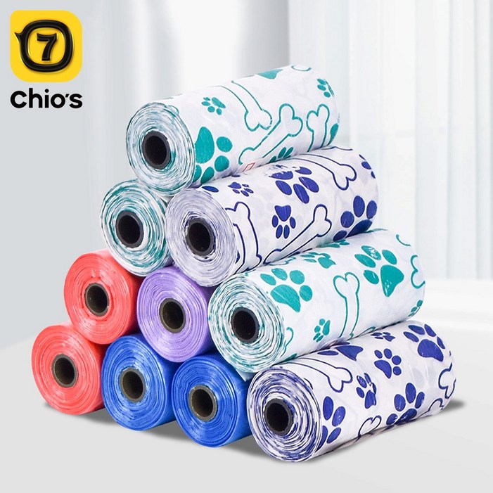 강아지 배변봉투 배변봉투 뼈 프린트, 10개, 15개입, 블랙