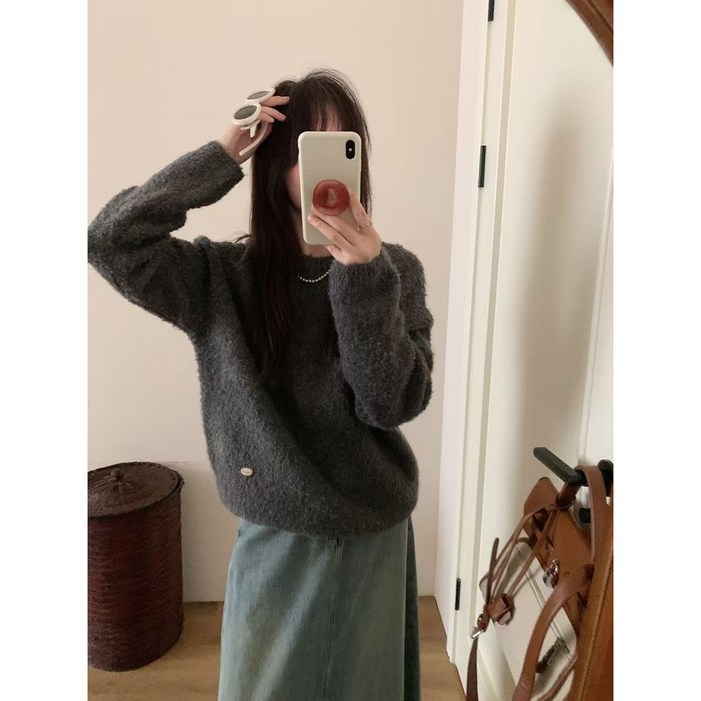 두코니트라운드, 부클, 겨울, 루즈핏 니트
