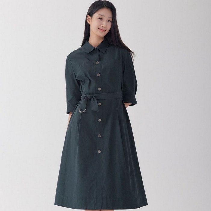 지센 2컬러 피어로즈 셔츠형 버튼업 플레어 원피스 LFOPO891 452701