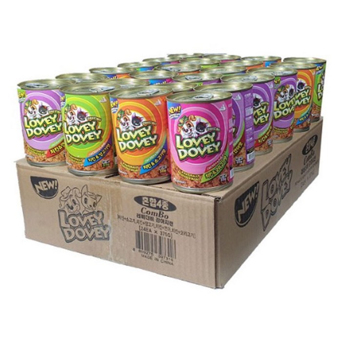 러비더비 간식용캔 4종 콤보, 치킨소고기맛치킨오리고기맛치킨양고기맛치킨연어맛, 375g, 1세트