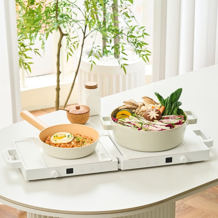 폴더블 IH 스마트 2구 인덕션 3500W, 가지고 다닐 수 있는, 2 IN 1 인덕션