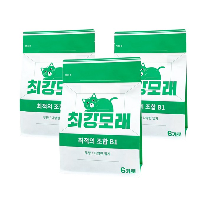 21 최강모래 최적의 조합 B1 6kgx3, 고양이모래 와이오밍 벤토나이트모래, 3개, 6L, 무향