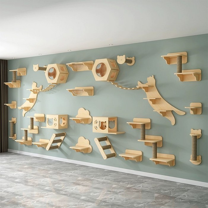 고양이 벽 선반 숨숨집 캣워크 구름다리 캣타워 해먹