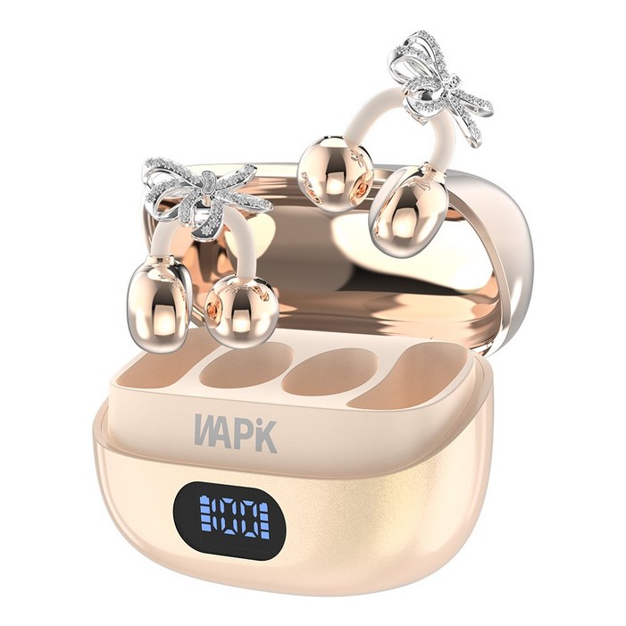 WAPIK 오픈형 무선 블루투스 이어폰 이어커프 귀찌 귀걸이형 고음질 HiFi, 아이보리, R5