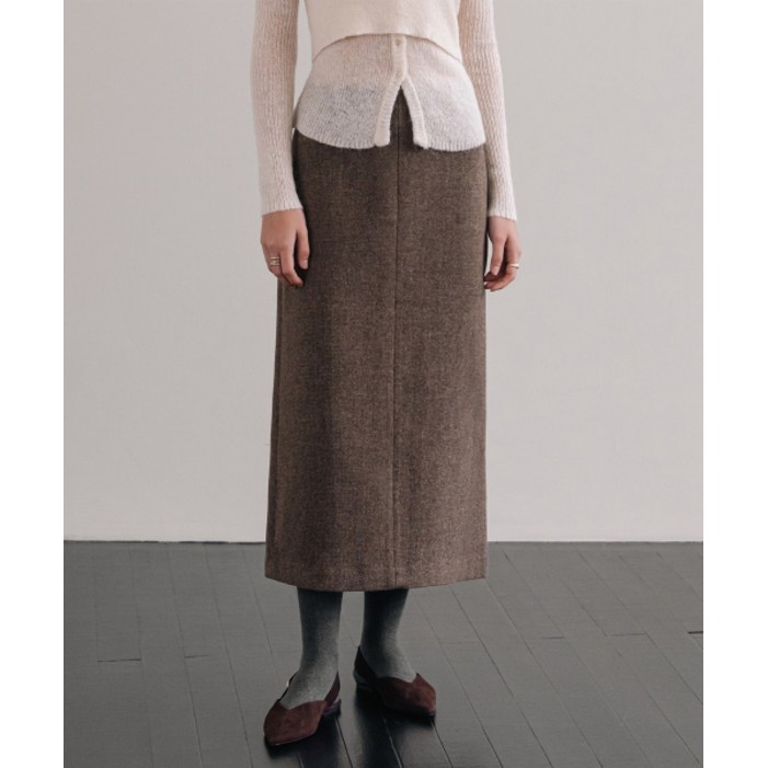 미쏘 여성용 울 H라인 롱 스커트