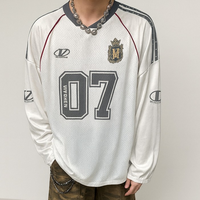 스토리원 JGFWTE015 남녀공용 넘버07 스트릿 저지 긴팔 티셔츠