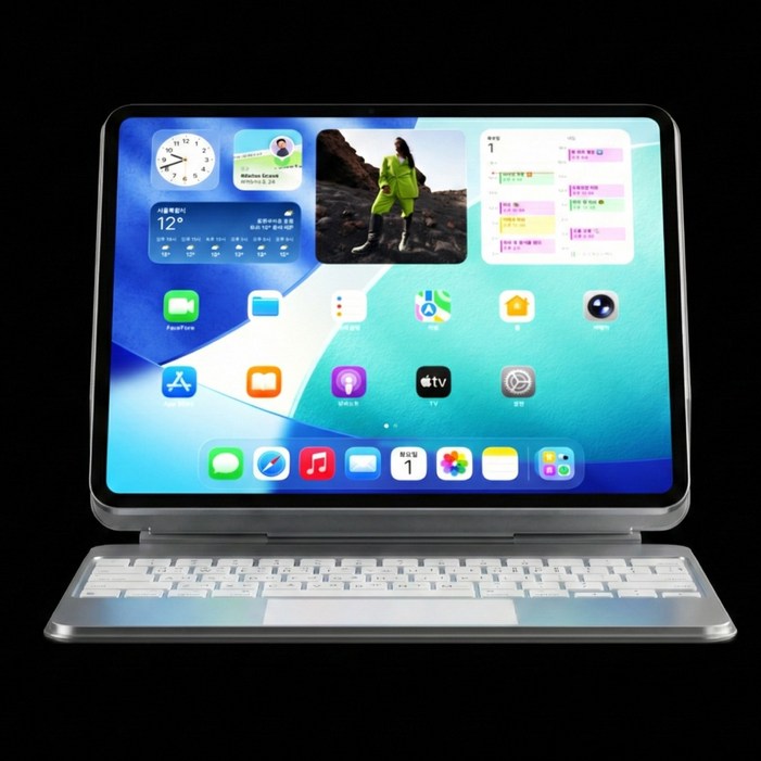 풀 알루미늄 바디 링크프로 아이패드 매직키보드 케이스 에어4 5 6 7세대 M2 프로3456세대 1112.913인치 블루투스 한글각인 백라이트 구조독 호환, 1개, 화이트