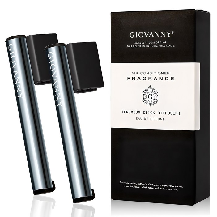 GIOVANNY 차량용 스틱 디퓨저 케이스 2p + 방향제 리필 4p 세트 피코크 블루