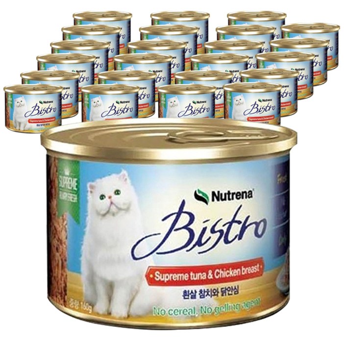 비스트로 고양이용 흰살참치와 닭안심 캔, 참치, 160g, 24개