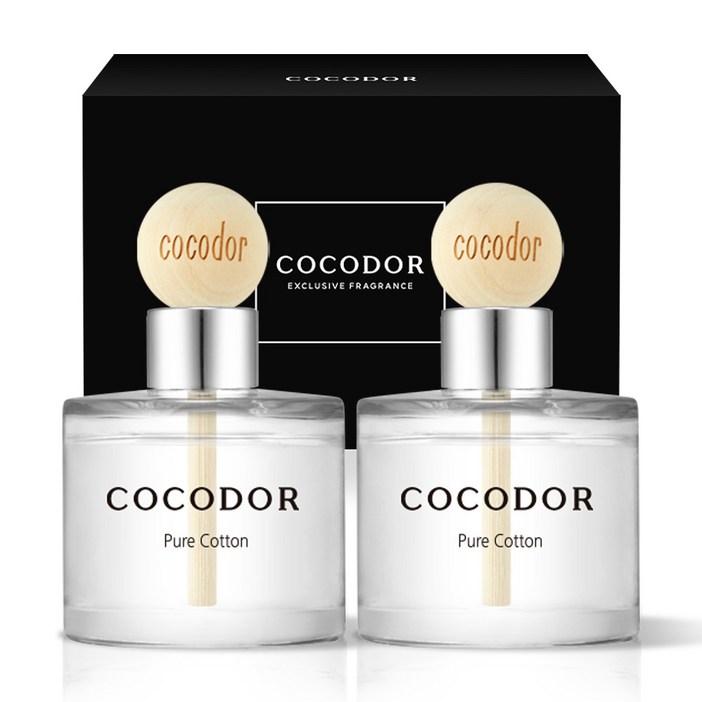 코코도르 퍼퓸 미니 우드볼 차량용 디퓨저 50ml, 퓨어코튼, 1세트