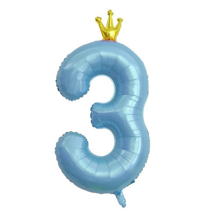 이자벨홈 생일파티 왕관 숫자 풍선 3 초대형, 블루, 1개 포켓몬생일풍선
