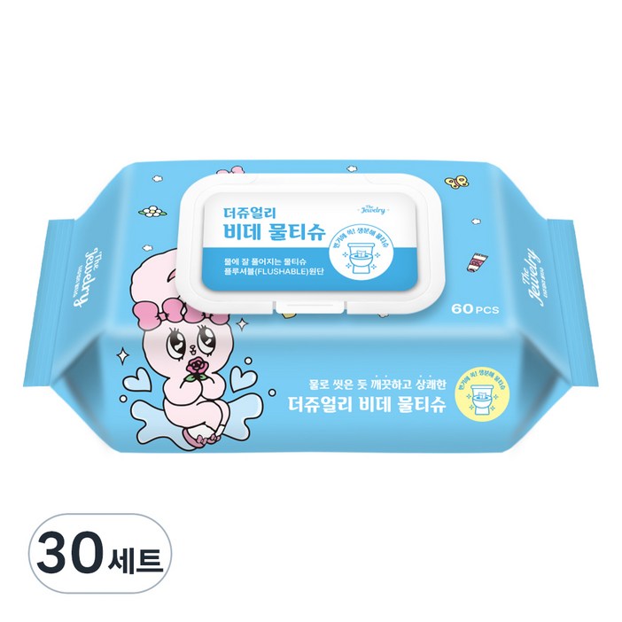 쥬얼리 비데 물티슈 캡형, 70g, 60매, 30세트