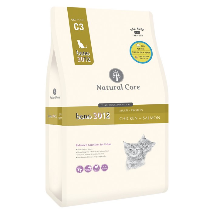 네츄럴코어 고양이 C3 베네 3012 기능성 사료, 피부피모, 10kg, 1개