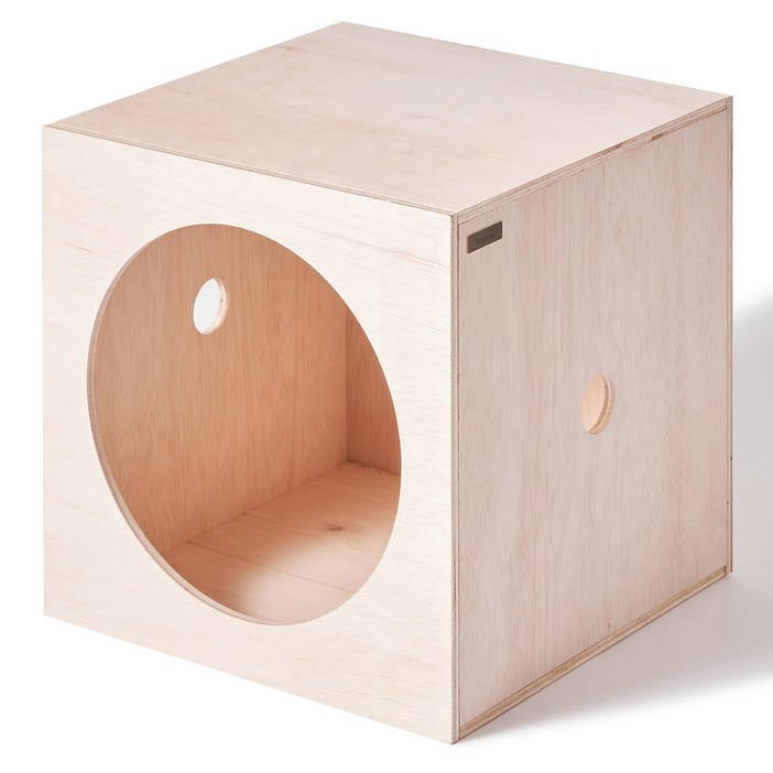 케이엠엠엠엠 고양이 수제작 나무 큐브형 원형 숨숨집