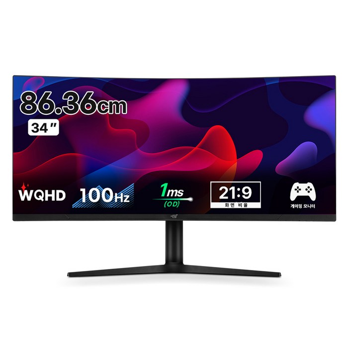 어드밴스원 WQHD 100Hz 커브드 게이밍모니터, 86cm, MF34UW100(무결점)