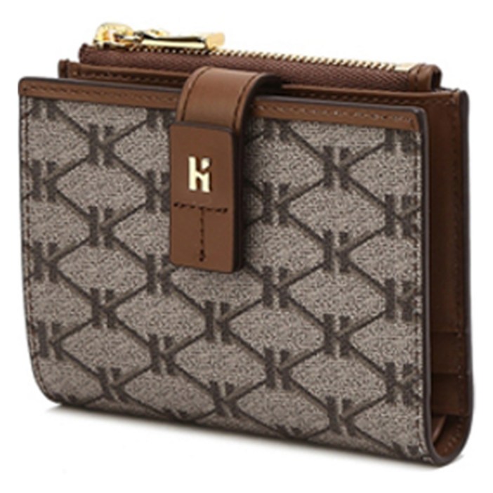 헤지스 여성용 헤리아토 시그니처 패턴 로고 가죽 반지갑