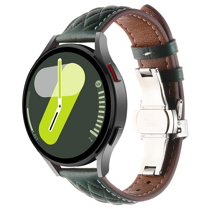 하마테 갤럭시워치 호환 퀼팅 스티치 나비버클 가죽스트랩 20mm