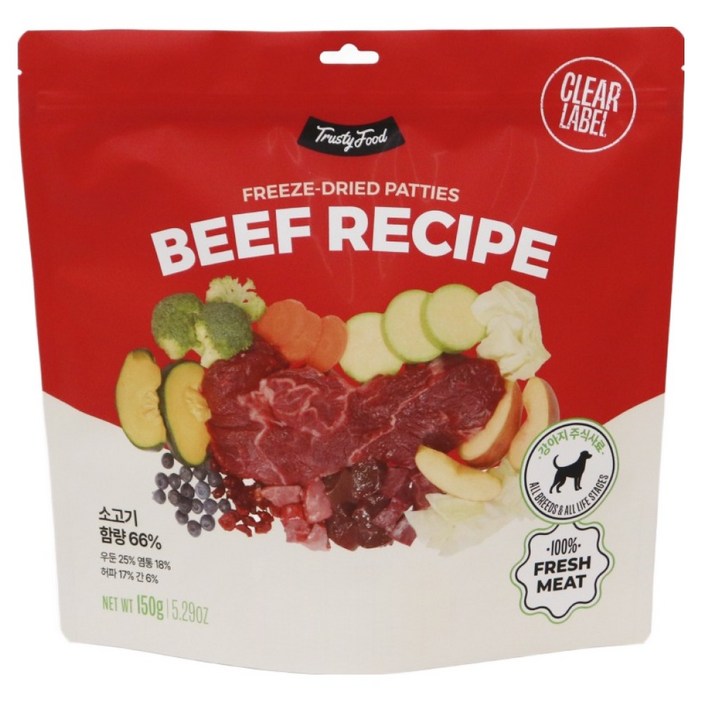 트러스티푸드 전연령 강아지 패티 동결건조 사료, 소, 150g, 1개