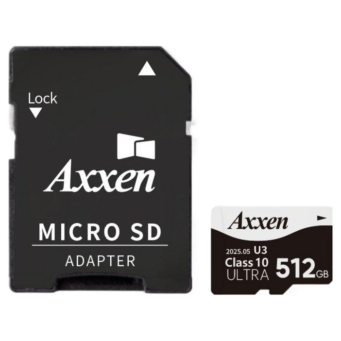 액센 초고속 U3 ULTRA 홈캠 블랙박스 메모리 Micro SD카드 어댑터 세트 MSD53, 1세트, 512GB