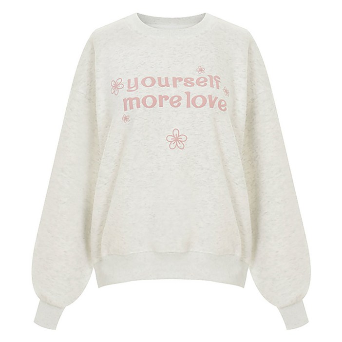 샐리 엠보 레터링 라운드 맨투맨 I6A-CTS013