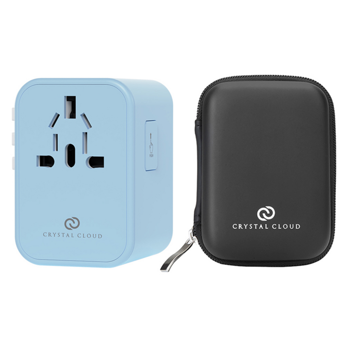 크리스탈클라우드 5포트 PD 35W 전세계 여행용 해외 멀티어댑터 시에나블루 CC306, 1세트