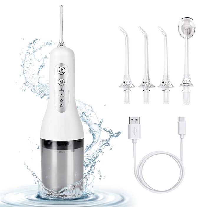홈플래닛 휴대용 무선 구강세정기 IPx6 방수  + C타입 충전 케이블