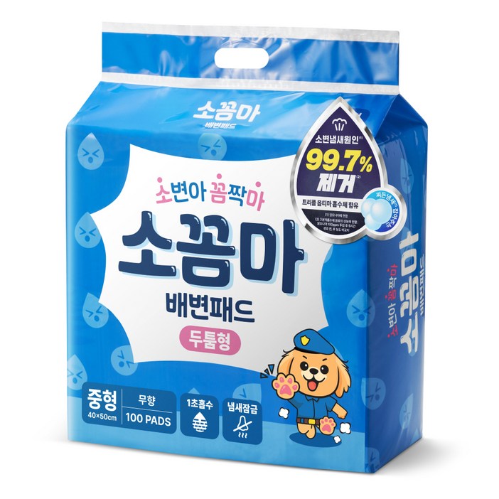 소꼼마 강아지 1초흡수 배변패드 두툼형 무향, 100개입, 1개