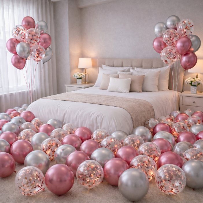 팡파티 파티풍선  공기주입기, 핑크 앤 실버, 50개