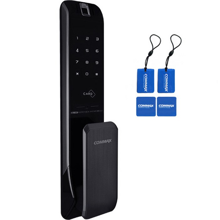 COMMAX 지문인식 푸시풀 디지털도어락 열쇠식 CDL-240P 다크실버