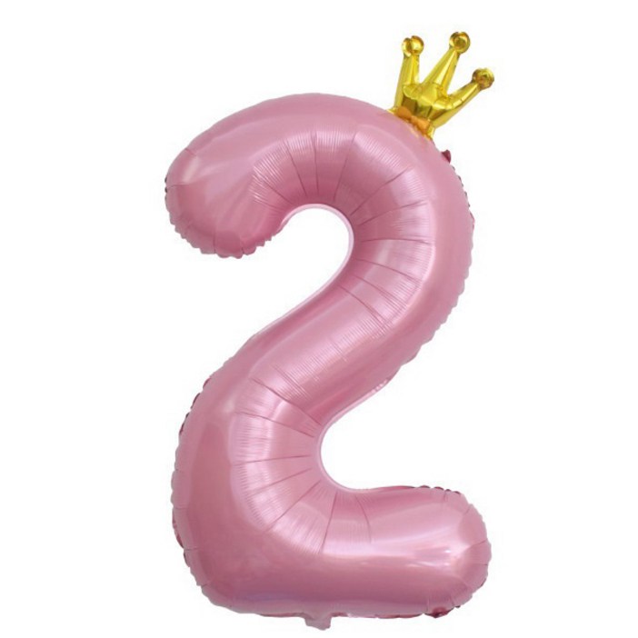이자벨홈 생일파티 왕관 숫자 풍선 2 초대형, 핑크, 1개 포켓몬생일풍선