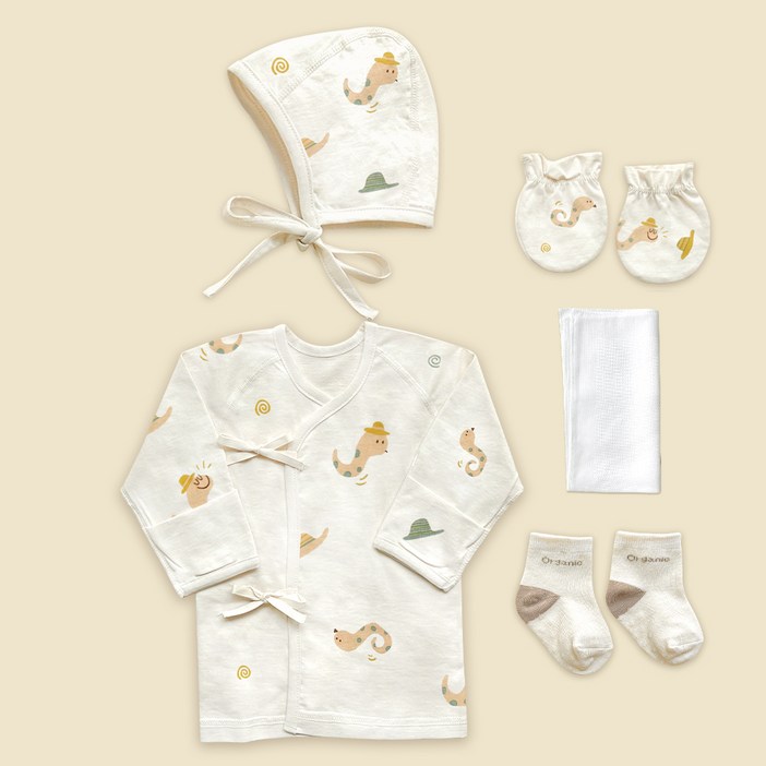 이키 아동용 오가닉 배냇저고리 5종 세트 긴소매