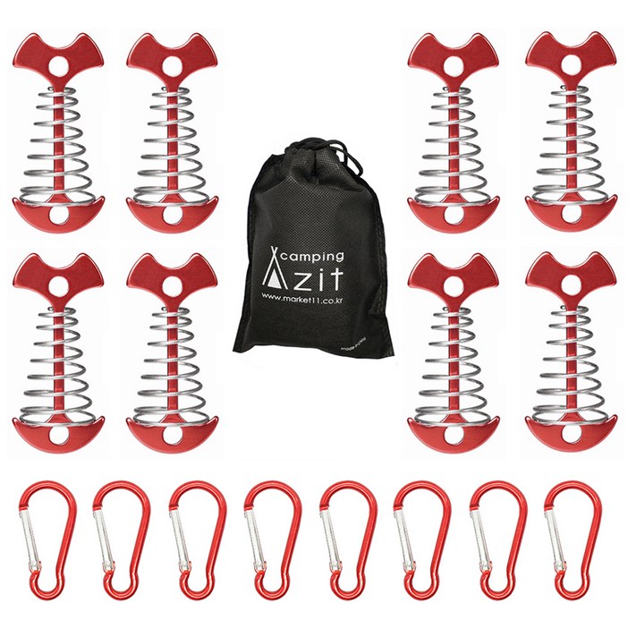캠핑아지트 롱타입 피쉬 데크팩 8p 카라비너 8p 전용 파우치