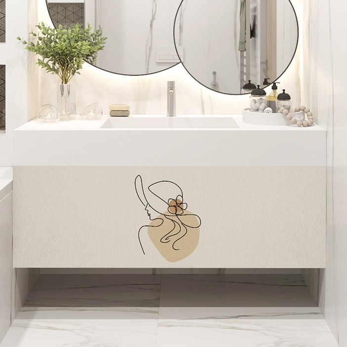 아티홈 플라워 방수 와이드 벨크로 캐비닛 커튼