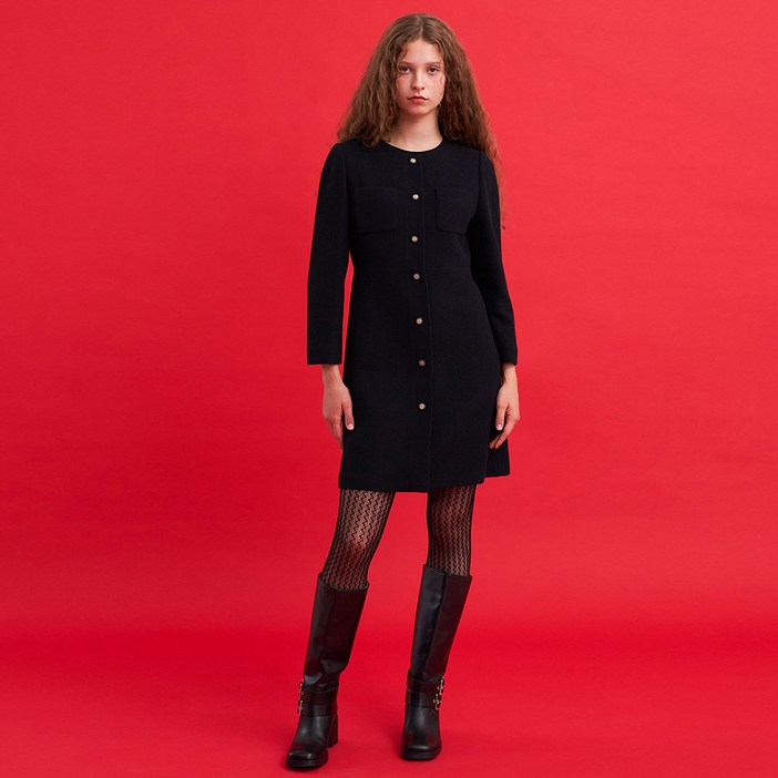 올리브데올리브 여성용 단추 포인트 장식 원피스